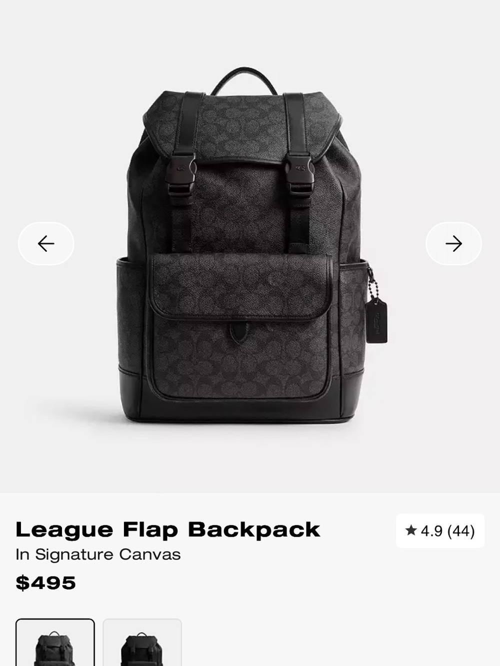 Coach League Flap Backpack in Black